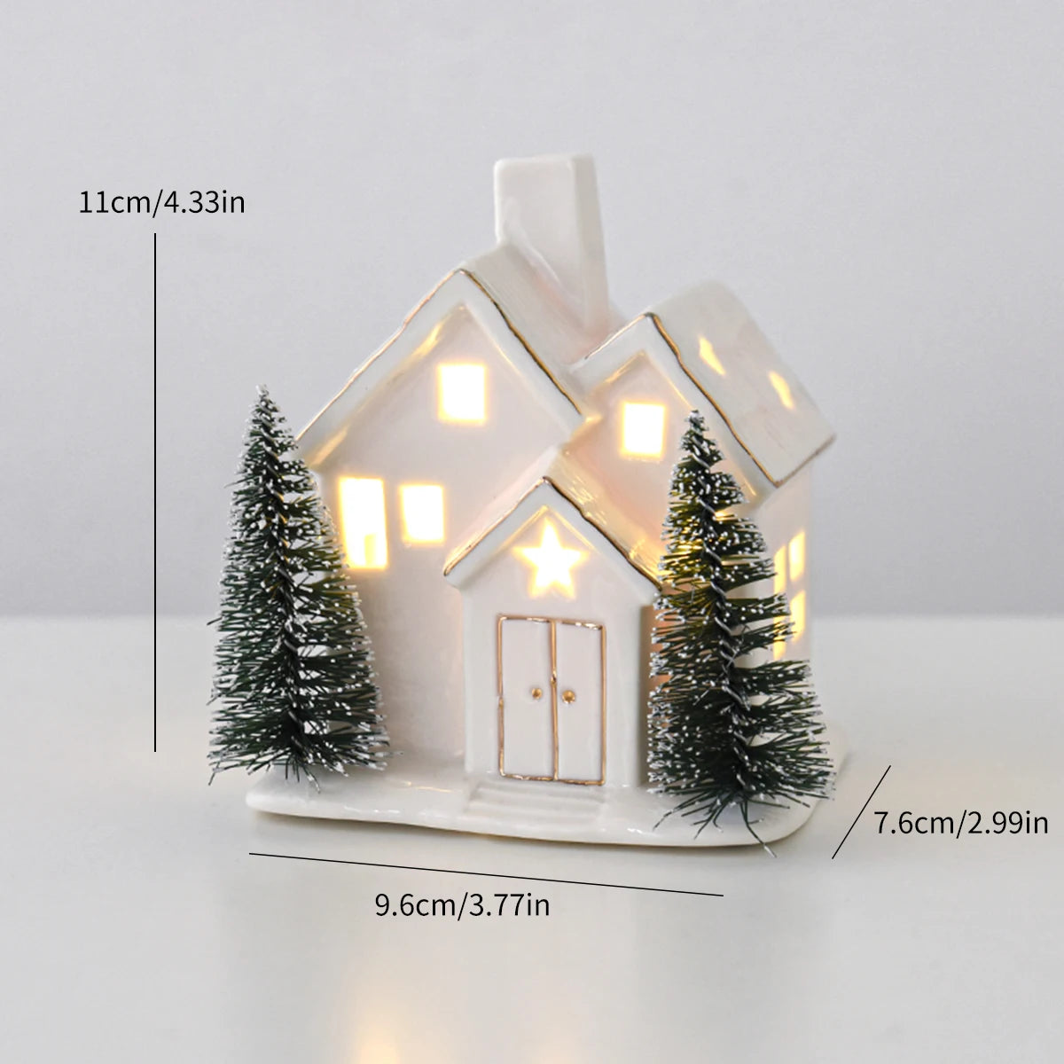 White Ceramic Light-Up Christmas Village House