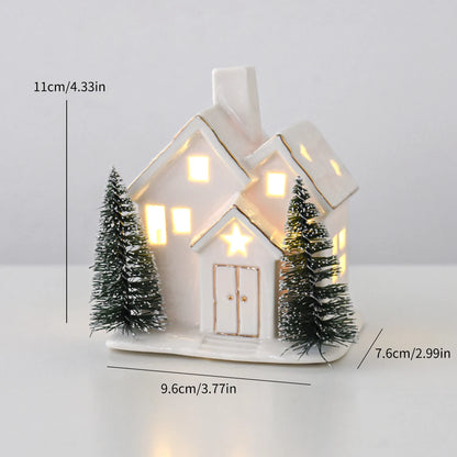 White Ceramic Light-Up Christmas Village House