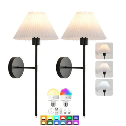 Pleated Wireless Wall Sconce with Remote