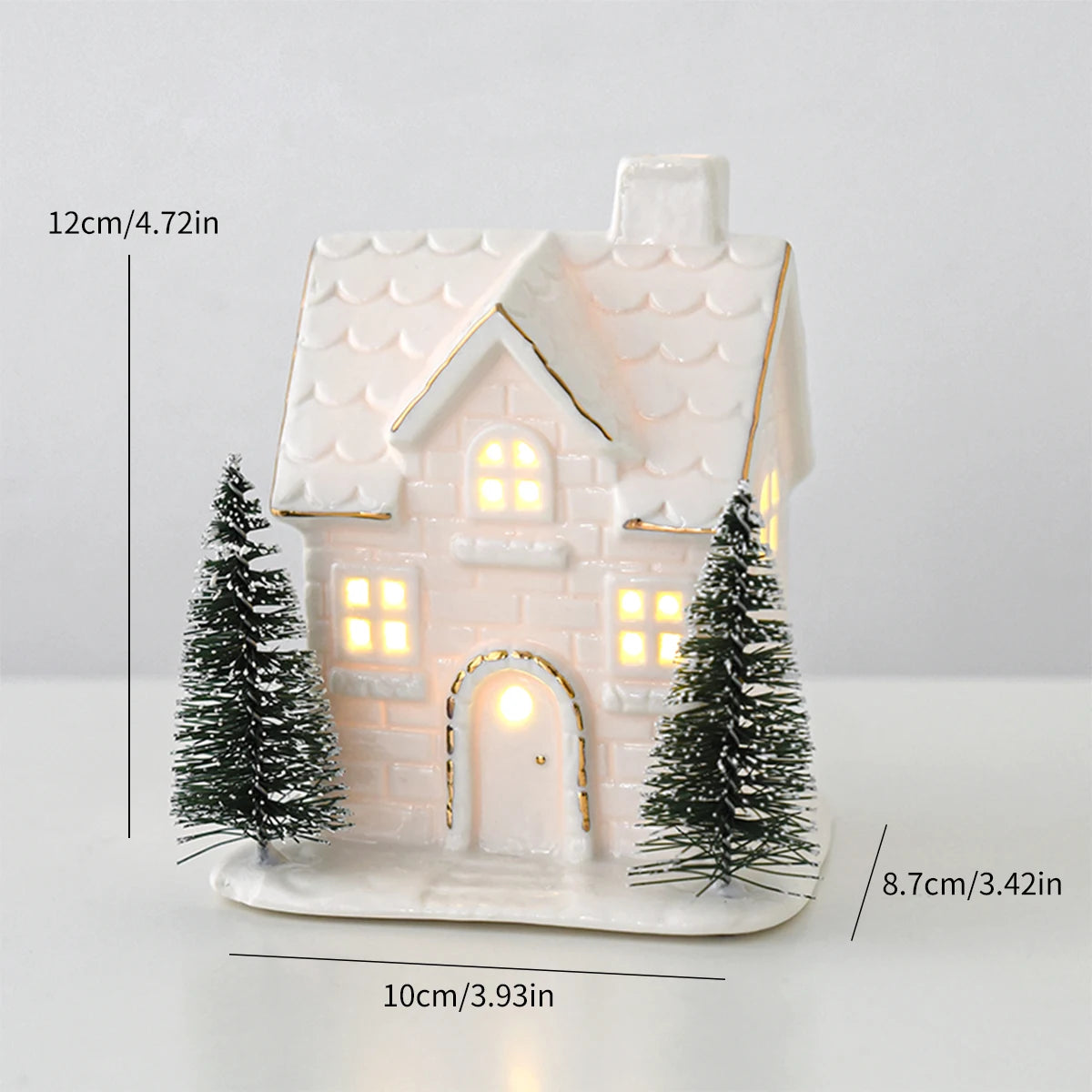 White Ceramic Light-Up Christmas Village House