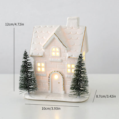 White Ceramic Light-Up Christmas Village House