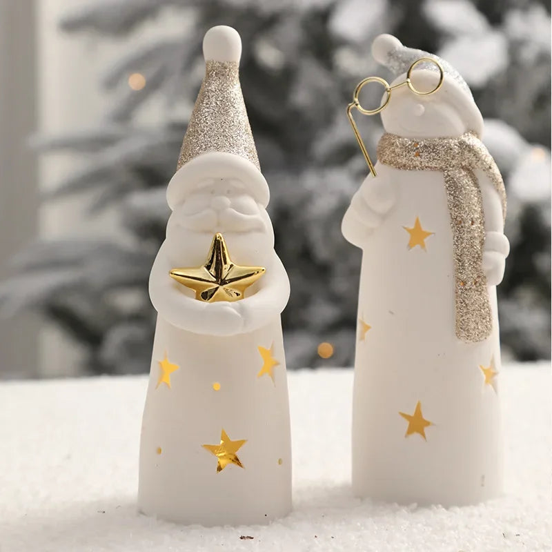 Porcelain Light-Up Santa &amp; Tree Figures