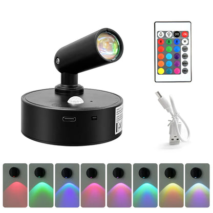 Wireless Motion-Sensor Spotlight with Remote