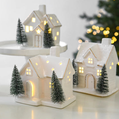 White Ceramic Light-Up Christmas Village House