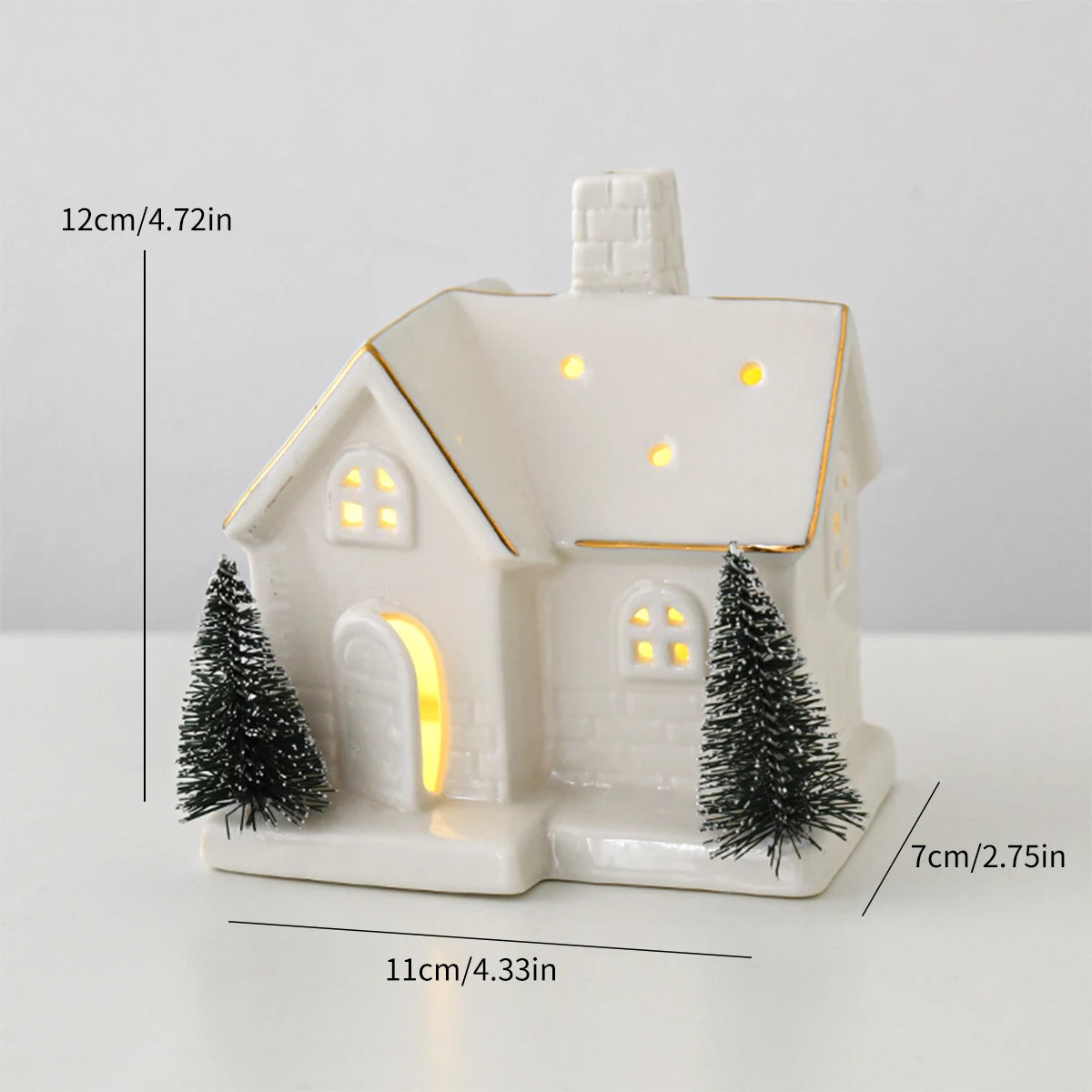 White Ceramic Light-Up Christmas Village House