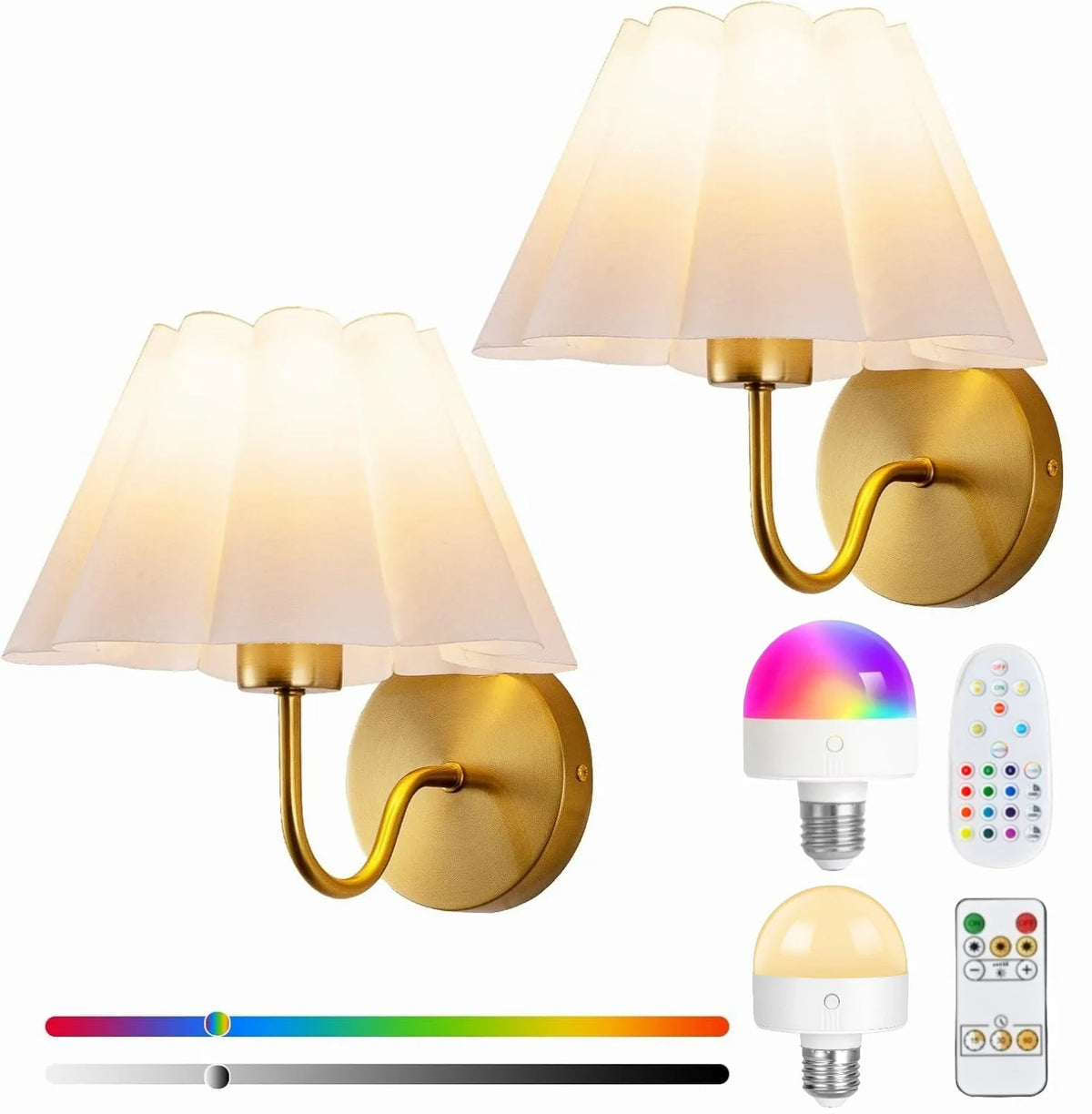 Pleated Wireless Wall Sconce with Remote