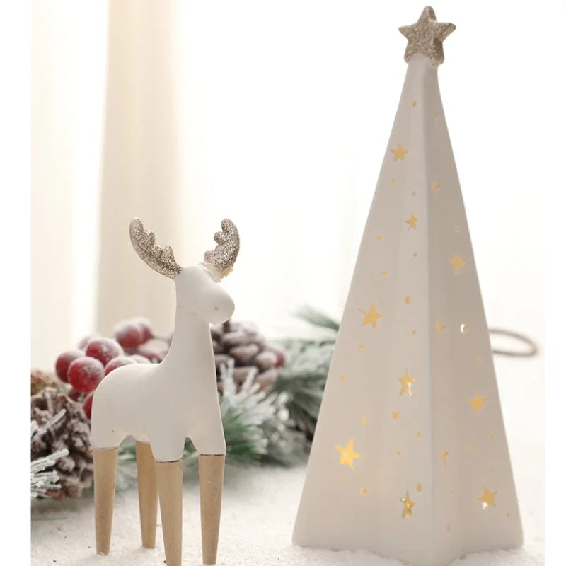 Porcelain Light-Up Santa &amp; Tree Figures