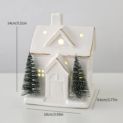 White Ceramic Light-Up Christmas Village House
