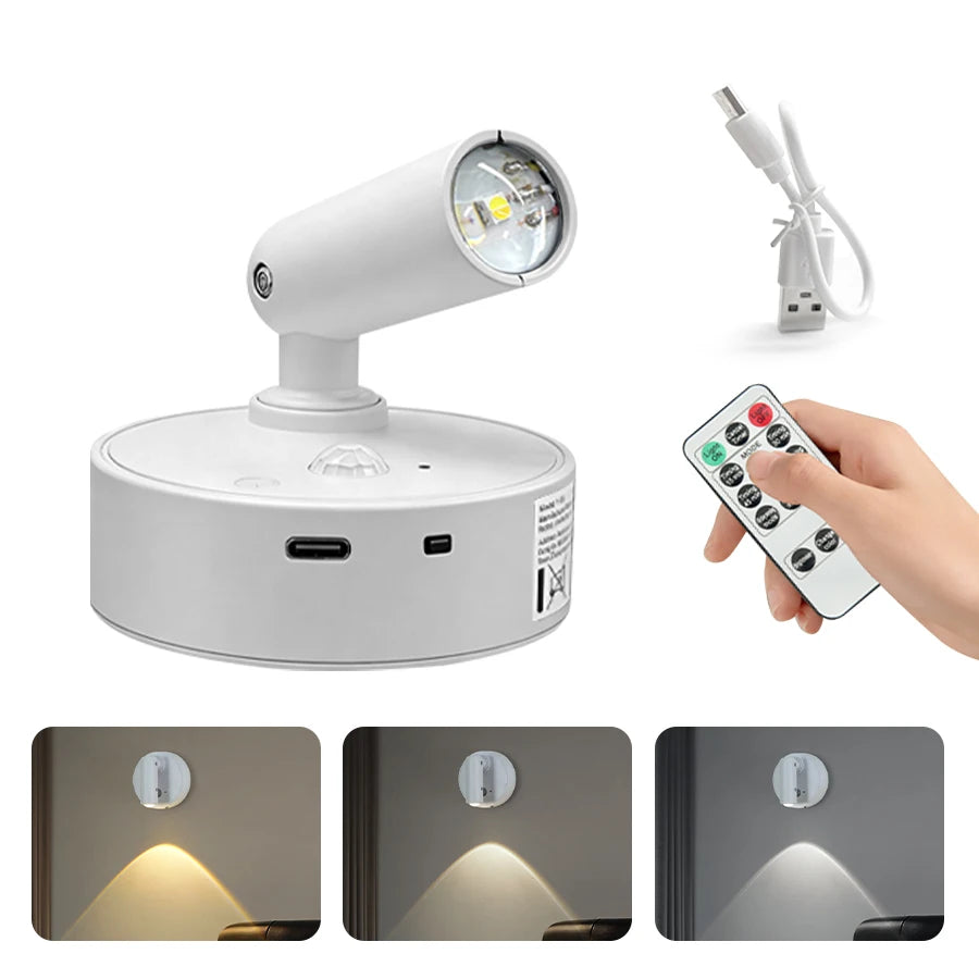 Wireless Motion-Sensor Spotlight with Remote