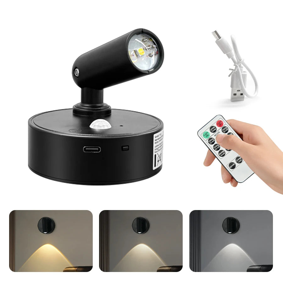 Wireless Motion-Sensor Spotlight with Remote