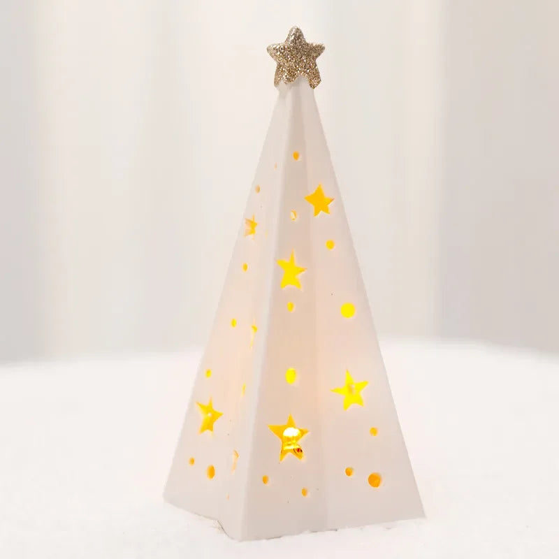 Porcelain Light-Up Santa &amp; Tree Figures