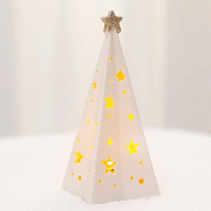 Porcelain Light-Up Santa &amp; Tree Figures