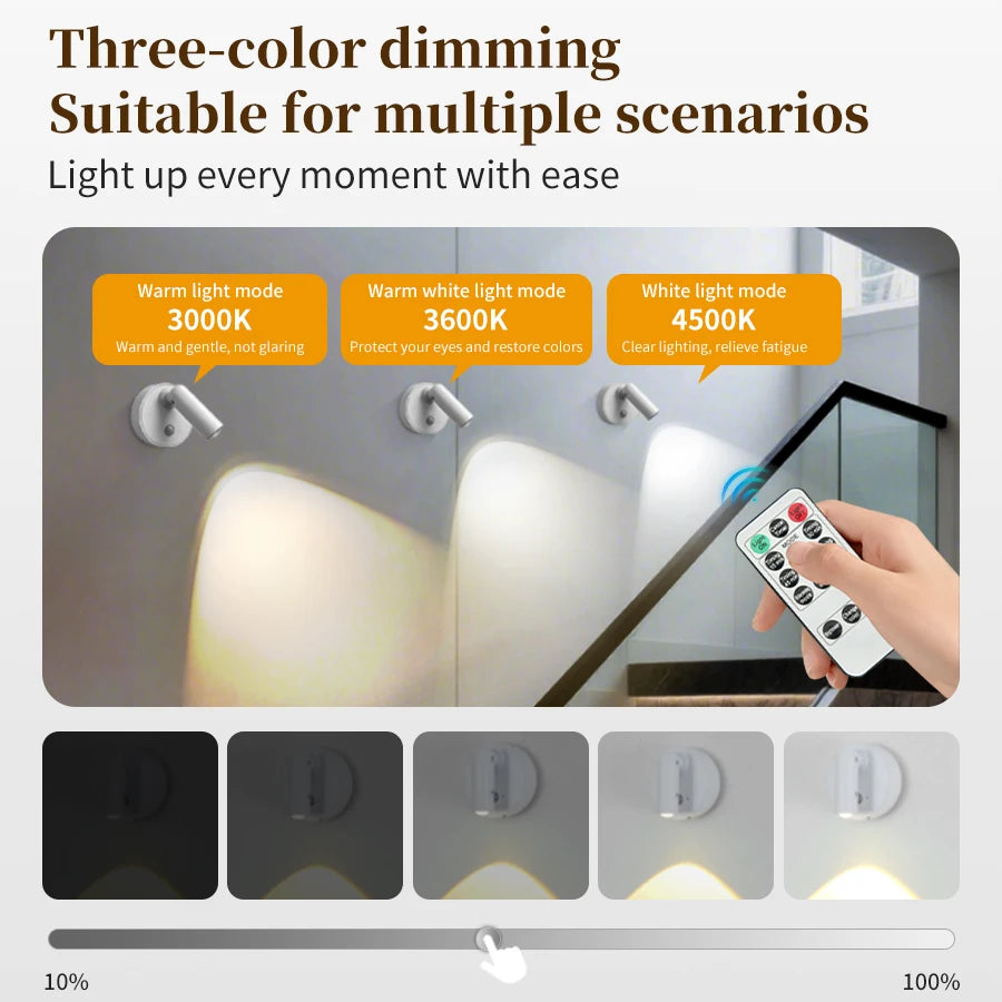 Wireless Motion-Sensor Spotlight with Remote