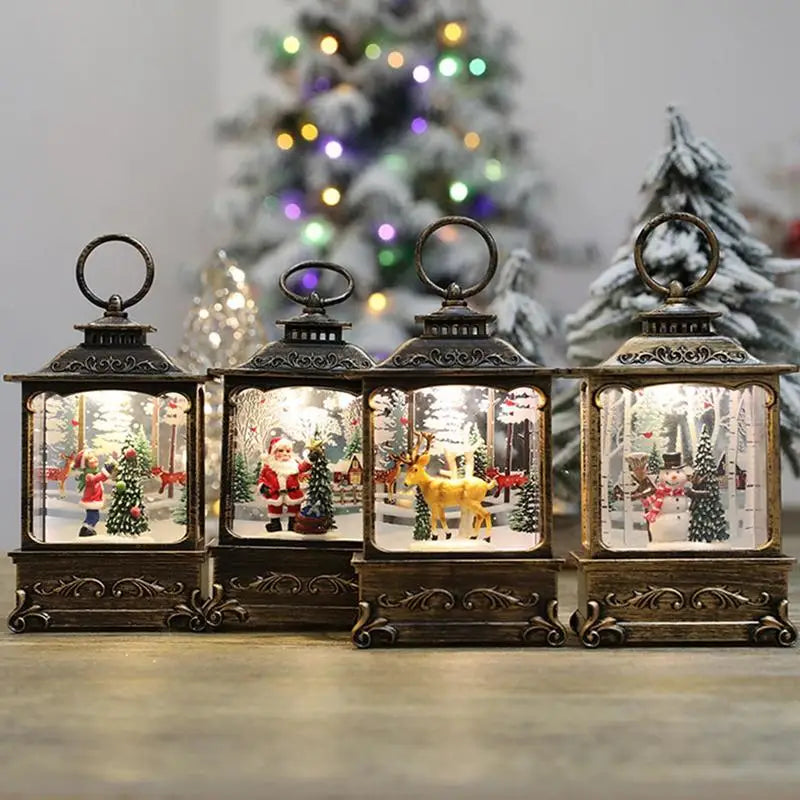 Vintage Christmas Snow Globe Lantern