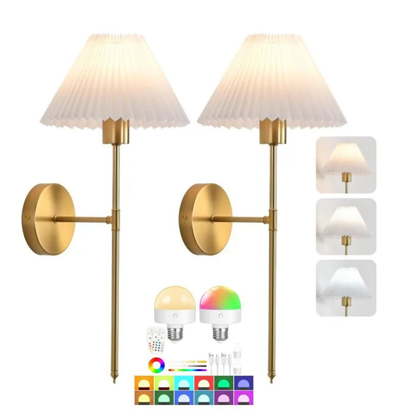 Pleated Wireless Wall Sconce with Remote