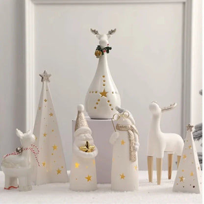 Porcelain Light-Up Santa &amp; Tree Figures