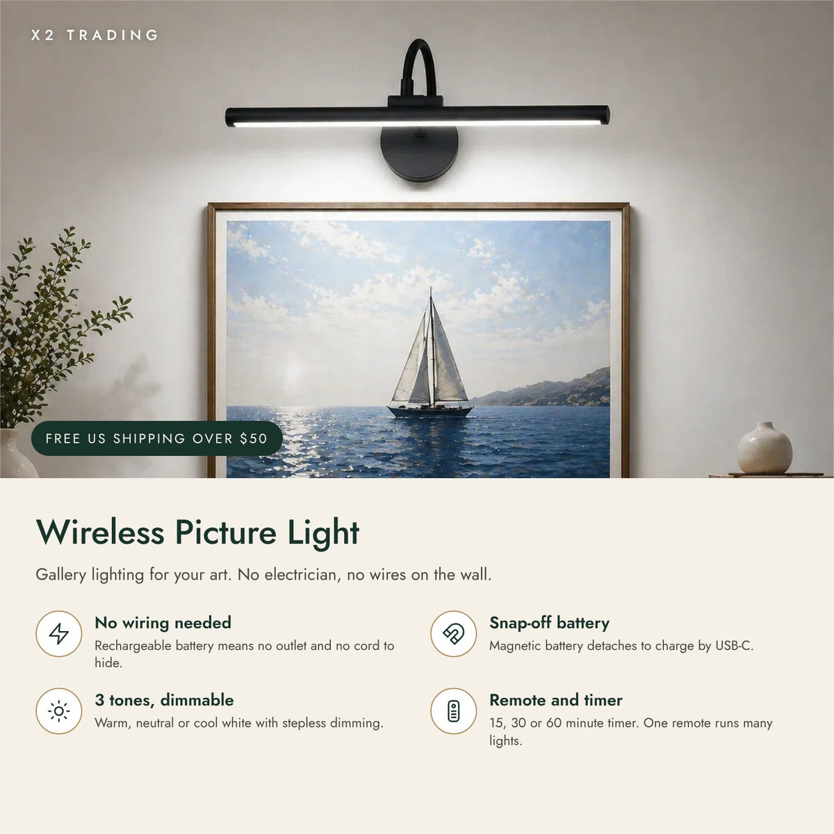 Rechargeable Wireless Picture Light: key features