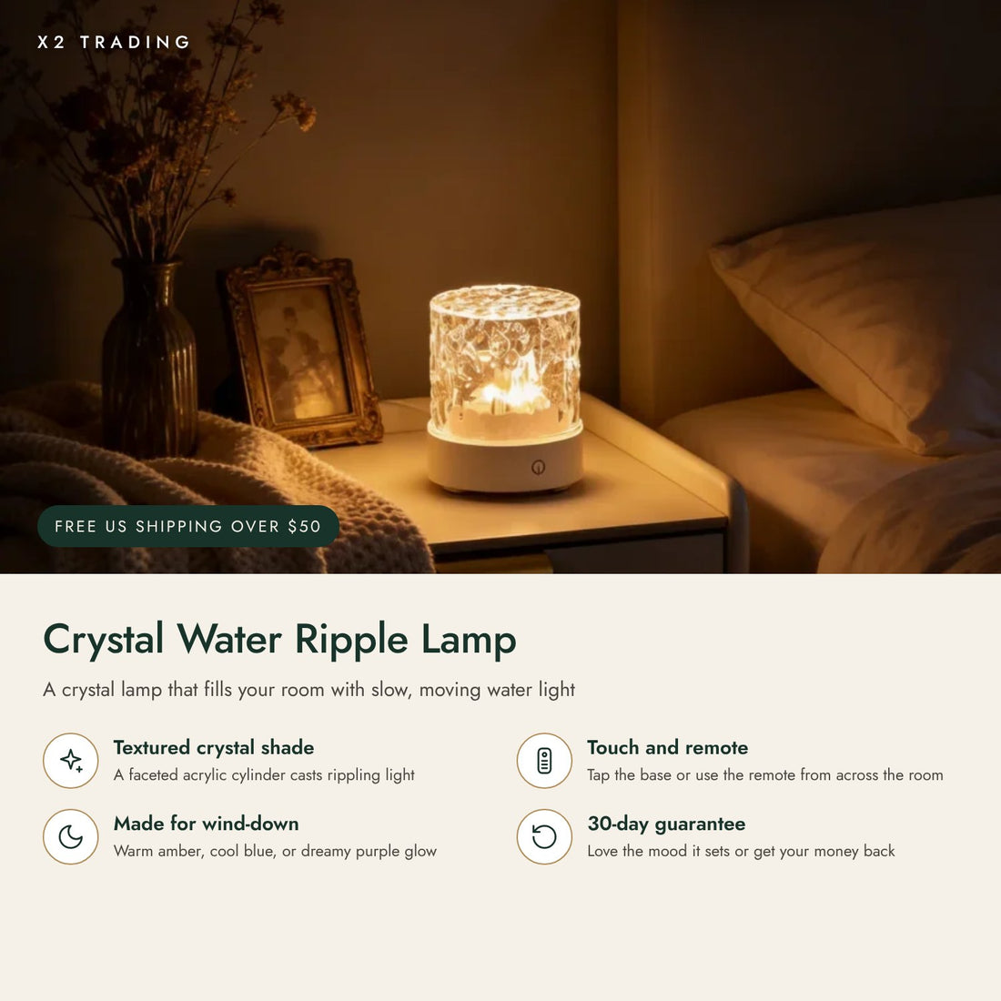 Crystal Water Ripple Night Lamp: key features