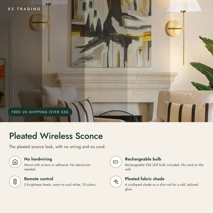 Pleated Wireless Wall Sconce with Remote: key features