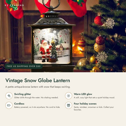 Vintage Christmas Snow Globe Lantern: key features